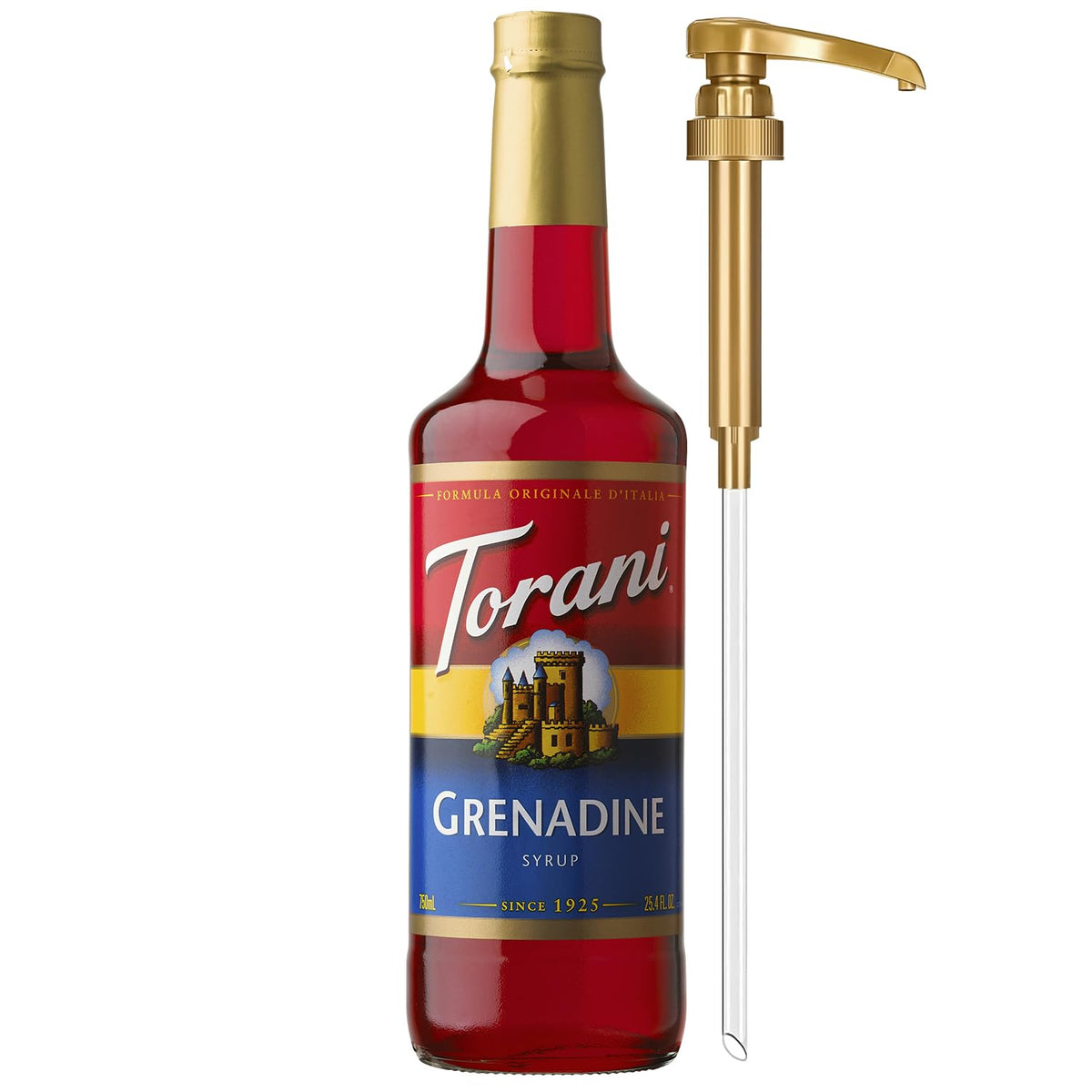 Torani Syrup, Grenadine Flavoring for Drinks, Pump Included, 25.4 Fl Oz