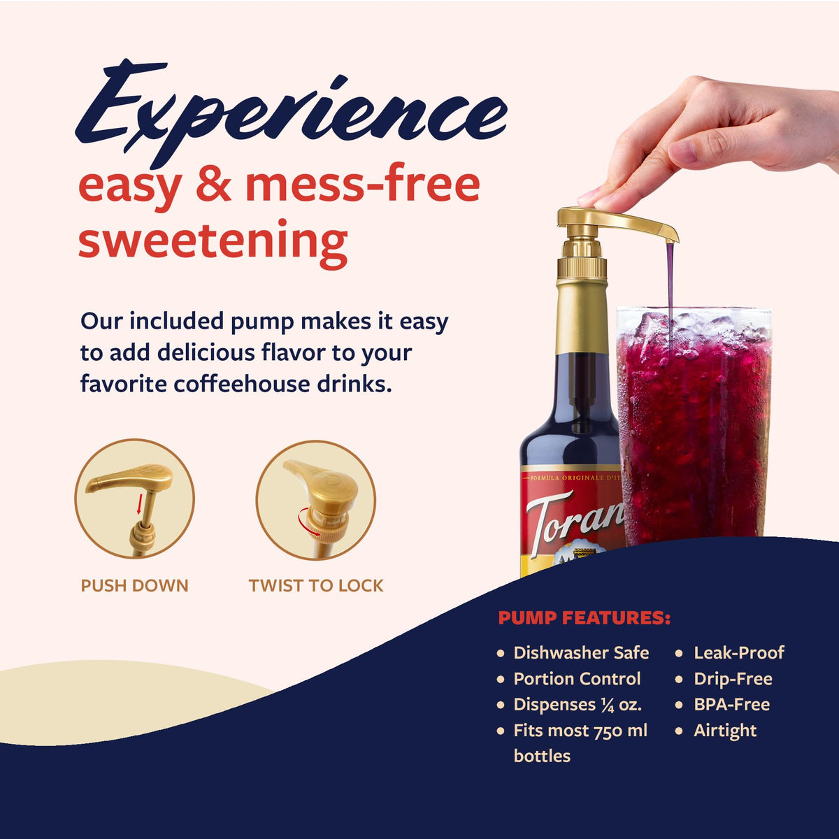 Torani Syrup, Blueberry Flavoring for Drinks, Pump Included, 25.4 Fl Oz