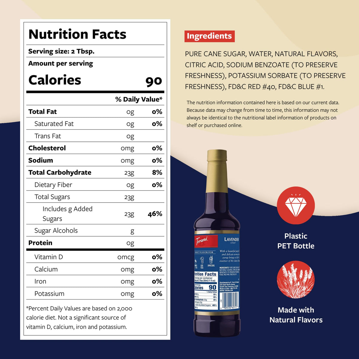Torani Syrup, Blueberry Flavoring for Drinks, Pump Included, 25.4 Fl Oz