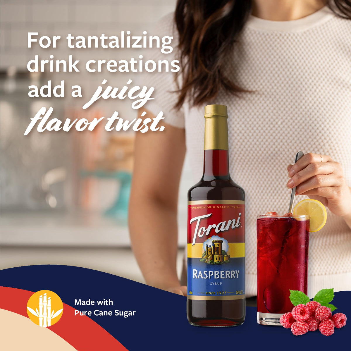 Torani Syrup, Blueberry Flavoring for Drinks, Pump Included, 25.4 Fl Oz