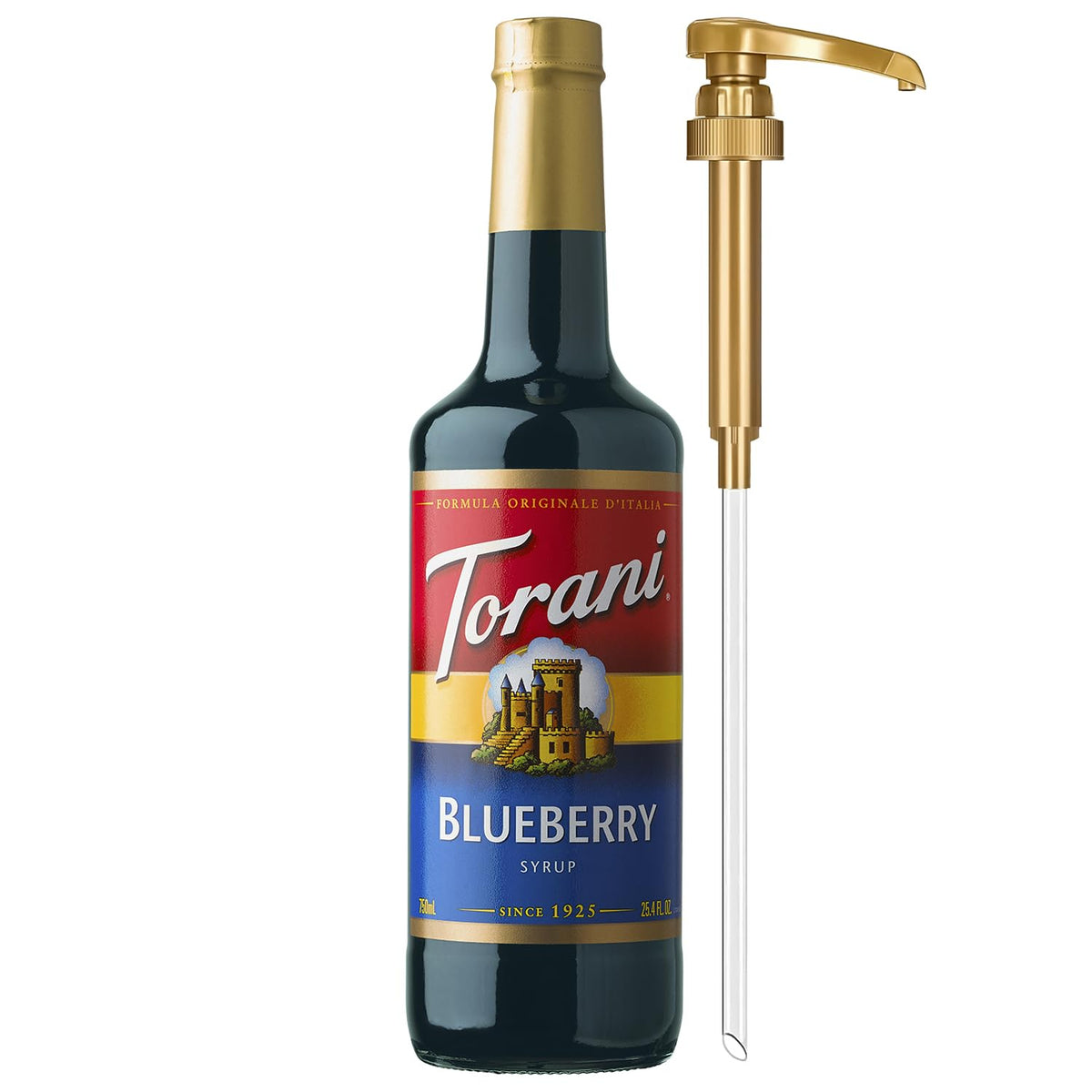 Torani Syrup, Blueberry Flavoring for Drinks, Pump Included, 25.4 Fl Oz