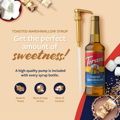 Torani Coffee Syrup, Toasted Marshmallow Flavor, Pump Included, 25.4 Fl Oz