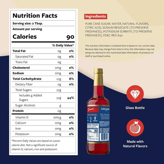 Torani Syrup, Grenadine Flavoring for Drinks, Pump Included, 25.4 Fl Oz