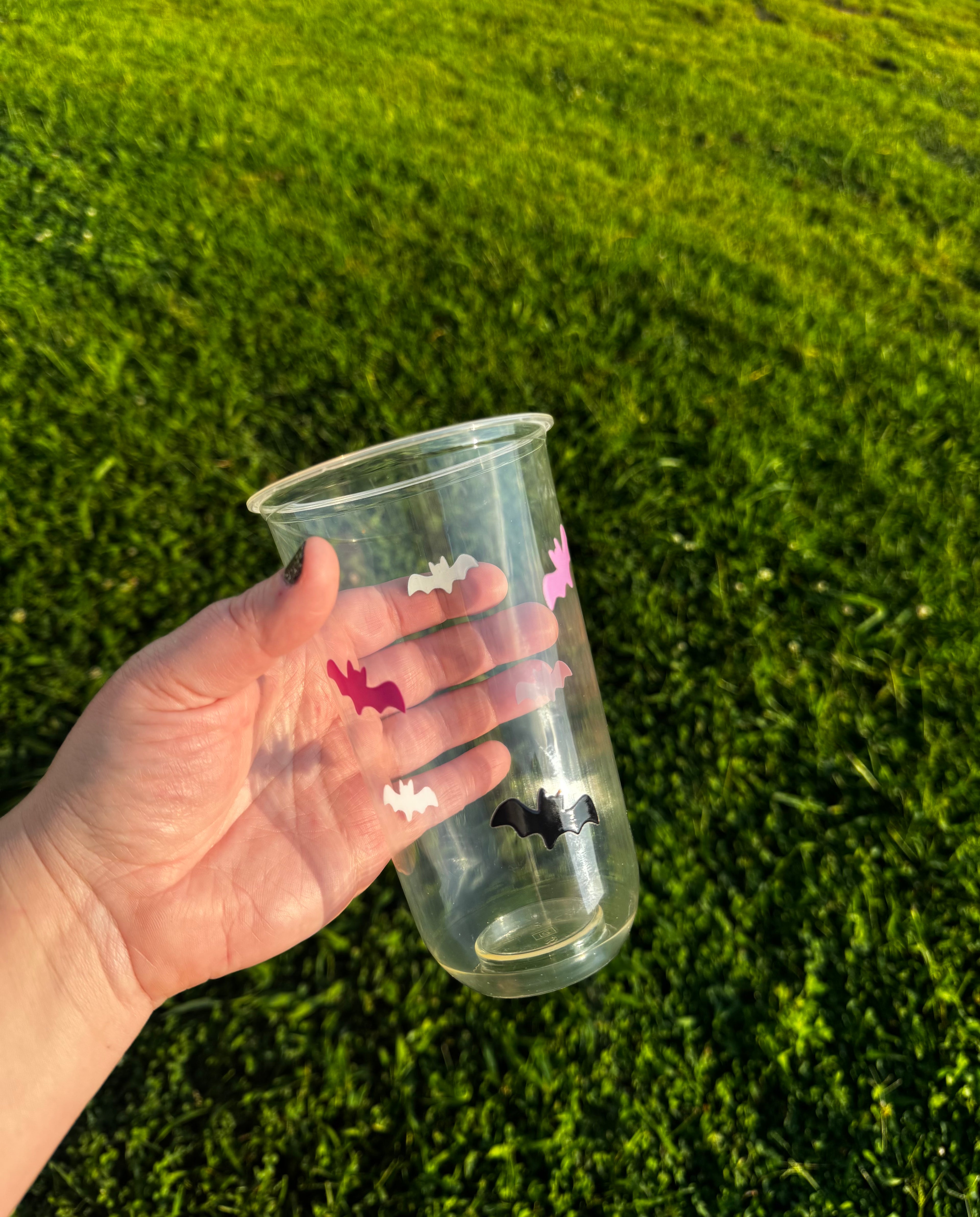 Pink & Black Bats U-Shaped Cups